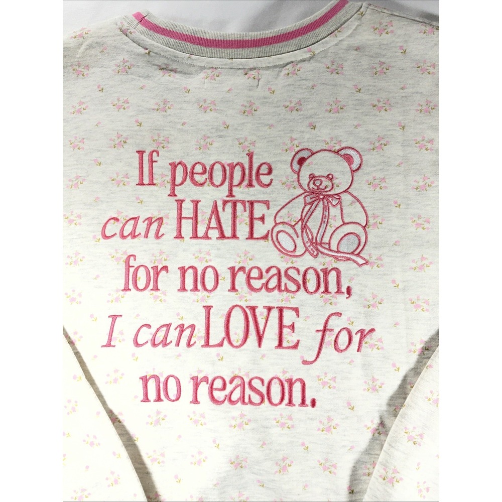 Simply Southern Floral Teddy Bear Love Graphic Sweatshirt Pink Gray Large CON90 - Picture 12 of 14